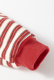 MQTIME  -  Stripe Johnny Collar Drop Shoulder Sweatshirt