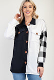 MQTIME  -  Celeste Full Size Plaid Contrast Button Up Shacket