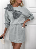 MQTIME  -   Perfee Bow Dropped Shoulder Long Sleeve Mini Dress