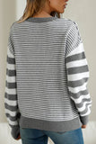 MQTIME  -  Striped Round Neck Dropped Shoulder Sweater