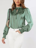 MQTIME  -  Frill Tied Lantern Sleeve Blouse