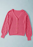 MQTIME  -  Openwork V-Neck Button Up Cardigan