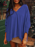 MQTIME  -  Johnny Collar Three-Quarter Sleeve Blouse