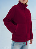 MQTIME  -   Turtleneck Zip Up Long Sleeve Plush Jacket