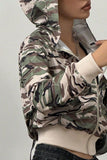 MQTIME  -  Pocketed Camouflage Zip Up Hooded Jacket