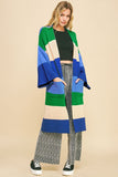 MQTIME  -   Color Block Kimono Sleeve Open Front Cardigan