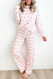 MQTIME  -  Santa Print Long Sleeve Top and Pants Lounge Set