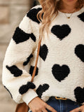 MQTIME  -  Fuzzy Heart Dropped Shoulder Sweatshirt