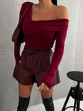 MQTIME  -  Asymmetrical Single Shoulder Long Sleeve T-Shirt