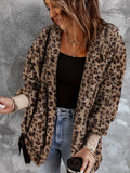 MQTIME  -  Fuzzy Leopard Long Sleeve Hooded Jacket