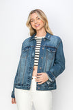 MQTIME  -  Full Size Distressed Button Up Jacket