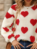 MQTIME  -  Fuzzy Heart Dropped Shoulder Sweatshirt