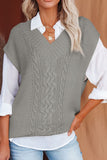 MQTIME  -  Cable-Knit V-Neck Sweater Vest