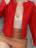 MQTIME  -  Full Size Sequin Open Front Cropped Jacket