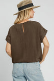MQTIME  -  Umgee Drawstring Hem Round Neck Short Sleeve T-Shirt