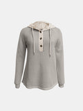 MQTIME  -  Full Size Waffle-Knit Contrast Long Sleeve Hoodie