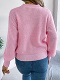 MQTIME  -  LOVE Heart Round Neck Dropped Shoulder Sweater