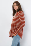 MQTIME  -   Be Stage Full Size Drawstring Striped Babydoll Hoodie