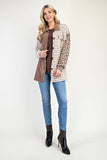 MQTIME  -  Celeste Full Size Leopard Contrast Button Up Shacket