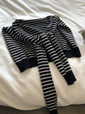 MQTIME  -  Striped Contrast Knit Wrap