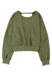 MQTIME  -  Cutout Round Neck Long Sleeve Sweatshirt
