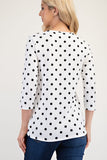 MQTIME  -  Celeste Full Size Polka Dot Round Neck Three-Quarter Sleeve T-Shirt