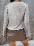 MQTIME  -  Full Size Sequin Open Front Cropped Jacket