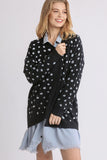 MQTIME  -  Umgee Polka Dot Open Front Drop Shoulder Cardigan