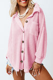 MQTIME  -   Waffle-Knit Collared Neck Long Sleeve Shirt