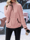 MQTIME  -  Half Zip Long Sleeve Furry Sweatshirt