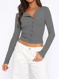 MQTIME  -  Button Down Long Sleeve Top