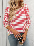 MQTIME  -   Striped Round Neck Long Sleeve Sweater
