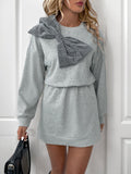 MQTIME  -   Perfee Bow Dropped Shoulder Long Sleeve Mini Dress