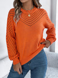 MQTIME  -   Round Neck Long Sleeve Knit Top