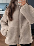 MQTIME  -   Zip Up Turtleneck Long Sleeve Plush Jacket