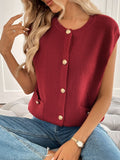 MQTIME  -  Perfee Pocketed Round Neck Cap Sleeve Cardigan