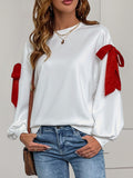 MQTIME  -   Perfee Bow Round Neck Long Sleeve Sweatshirt