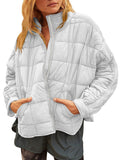 MQTIME  -  Pocketed Plaid Quilted Zip Up Winter Coat