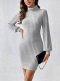 MQTIME  -  Turtleneck Long Sleeve Mini Dress