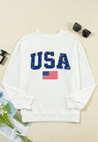 MQTIME  -  US Flag Corded Long Sleeve Sweatshirt