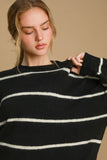 MQTIME  -  Umgee Wool Blend Striped Round Neck Sweater