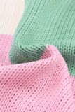 MQTIME  -  Color Block Round Neck Drop Shoulder Sweater