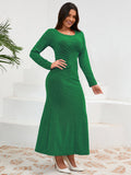 MQTIME  -   Round Neck Long Sleeve Dress