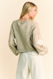 MQTIME  -  Floral Drop Shoulder Cropped Sweater