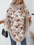 MQTIME  -   Furry Contrast Three-Quarter Poncho