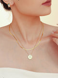 MQTIME  -   Inlaid Zircon Lucky Clover Necklace