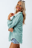 MQTIME  -   Waffle-Knit Collared Neck Long Sleeve Shirt