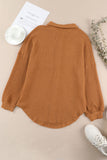 MQTIME  -   Waffle-Knit Collared Neck Long Sleeve Shirt