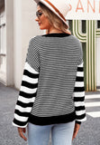 MQTIME  -  Striped Round Neck Dropped Shoulder Sweater