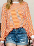 MQTIME  -  Contrast Striped Long Sleeve Sweatshirt
